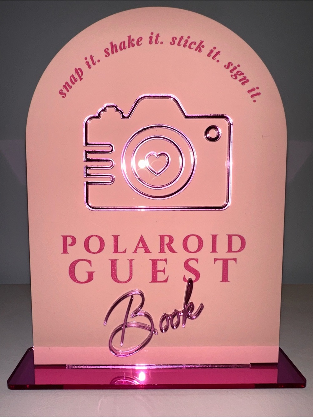 Pink Acrylic Polaroid Guest Book Sign | Wedding Photo Guestbook